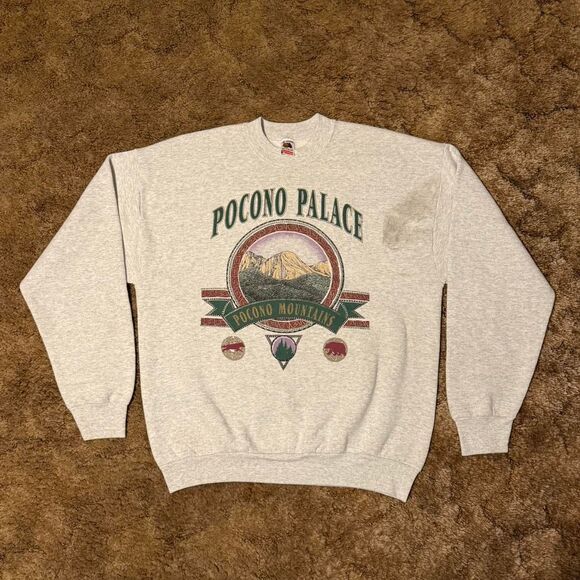 Vintage 90s Pocono Mountains Nature Crewneck Sweatshirt Grey XLarge - Picture 1 of 6